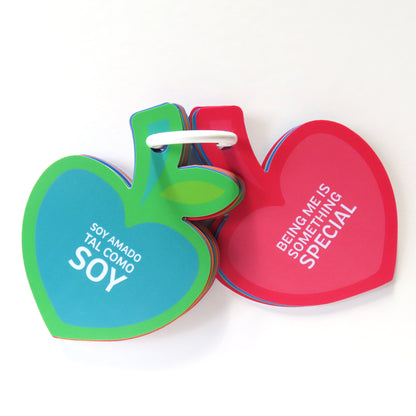 Bilingual Affirmation Cards for Kids | 20 Daily Positive Affirmations | English & Spanish Motivational Cards with 2 Carabiner Rings