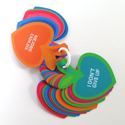 Bilingual Affirmation Cards for Kids | 20 Daily Positive Affirmations | English & Spanish Motivational Cards with 2 Carabiner Rings