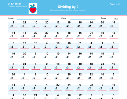 Division Mastery Drill Workbook | Divisors 1–12 | Digital Download