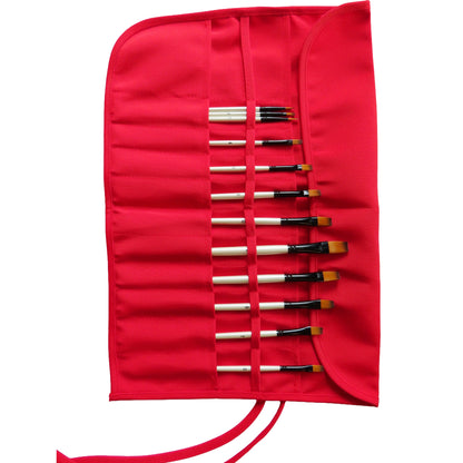 Kids Paint Brush Set with Organizer | 12-Piece Professional Painting Kit for Children | Portable Canvas Brush Holder