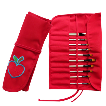 Kids Paint Brush Set with Organizer | 12-Piece Professional Painting Kit for Children | Portable Canvas Brush Holder