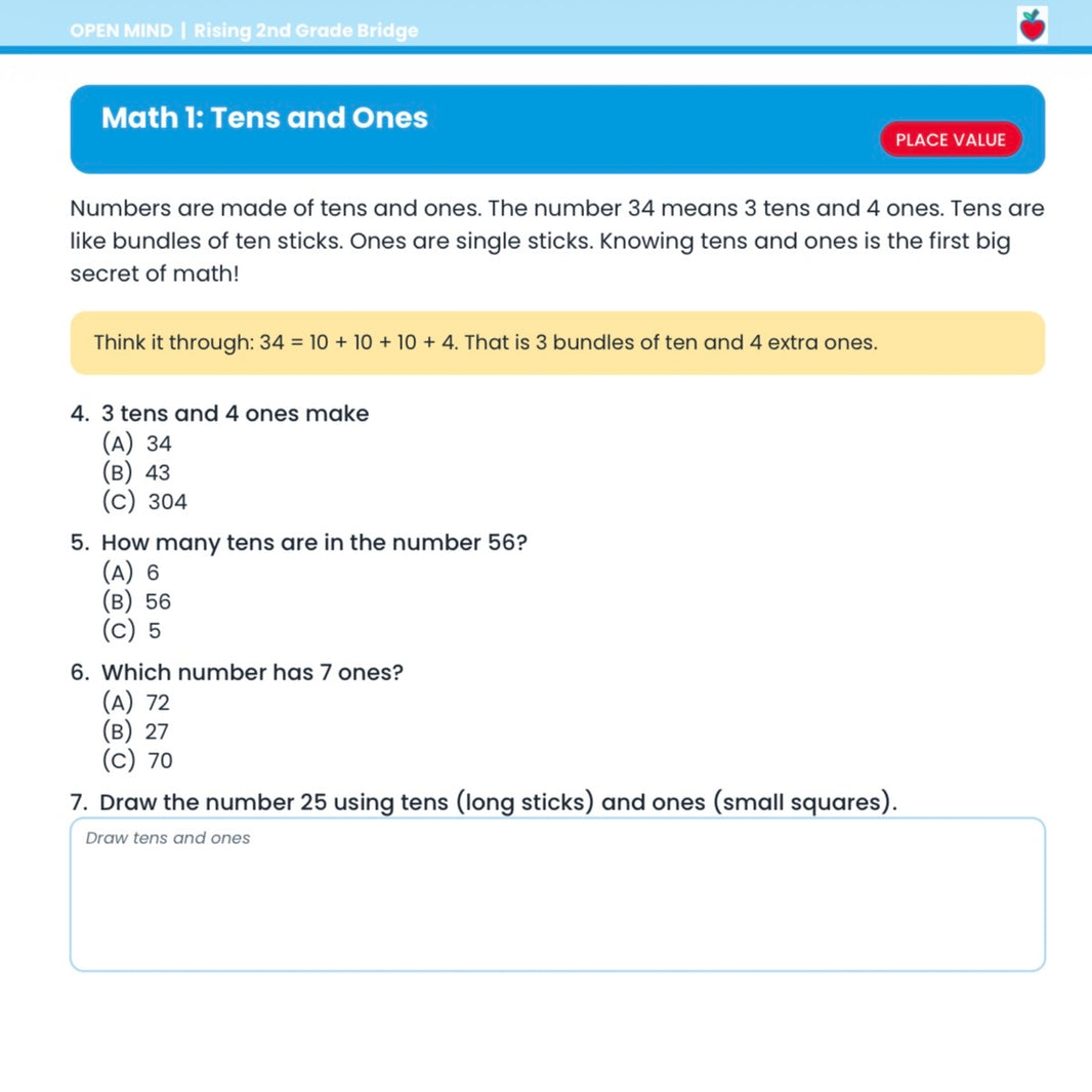 Rising 2nd Grade Summer Bridge Workbook | Reading + Math | 1st to 2nd Grade | Printable PDF