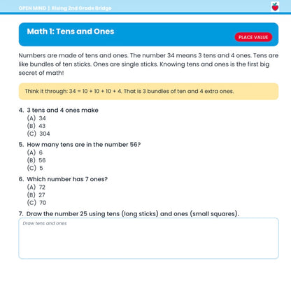 Rising 2nd Grade Summer Bridge Workbook | Reading + Math | 1st to 2nd Grade | Printable PDF