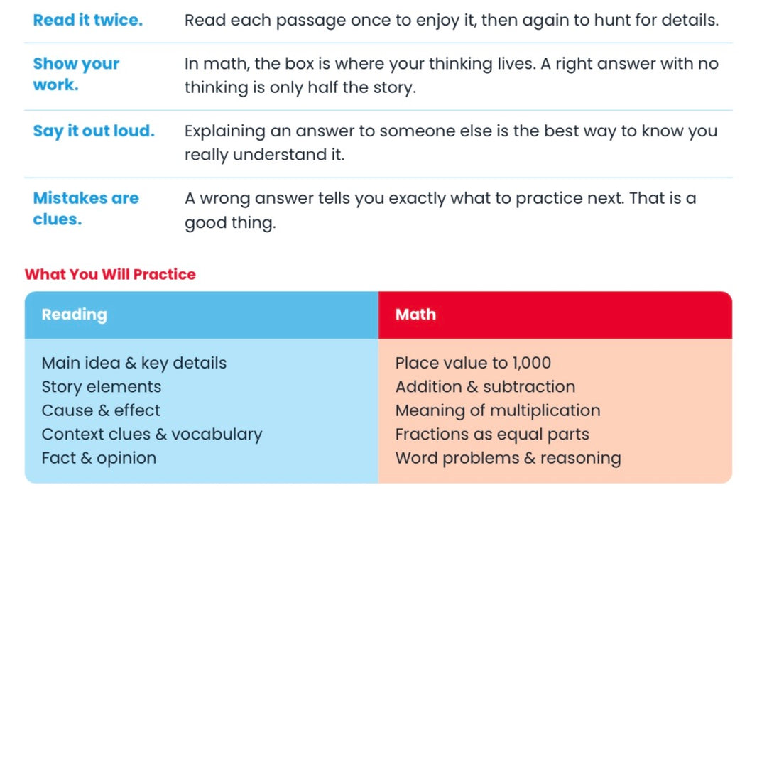 Rising 3rd Grade Summer Bridge Workbook | Reading + Math | 2nd to 3rd Grade | Printable PDF