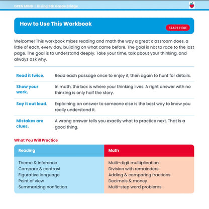 Rising 5th Grade Summer Bridge Workbook | Reading + Math | 4th to 5th Grade | Printable PDF