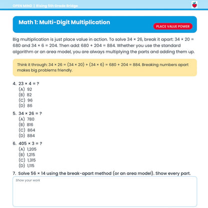 Rising 5th Grade Summer Bridge Workbook | Reading + Math | 4th to 5th Grade | Printable PDF