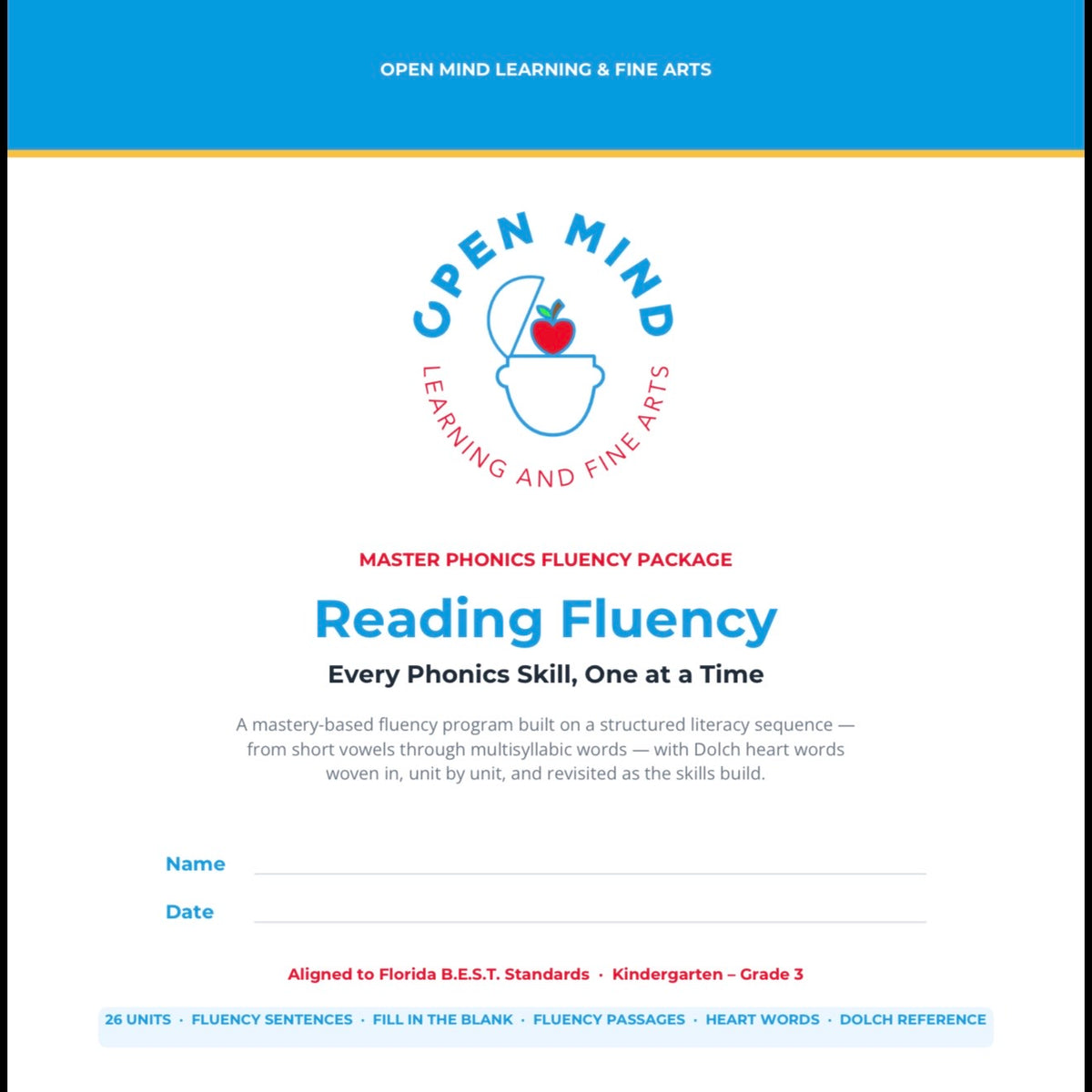 Phonics and fluency program with Dolch sight words, kindergarten to 3rd grade