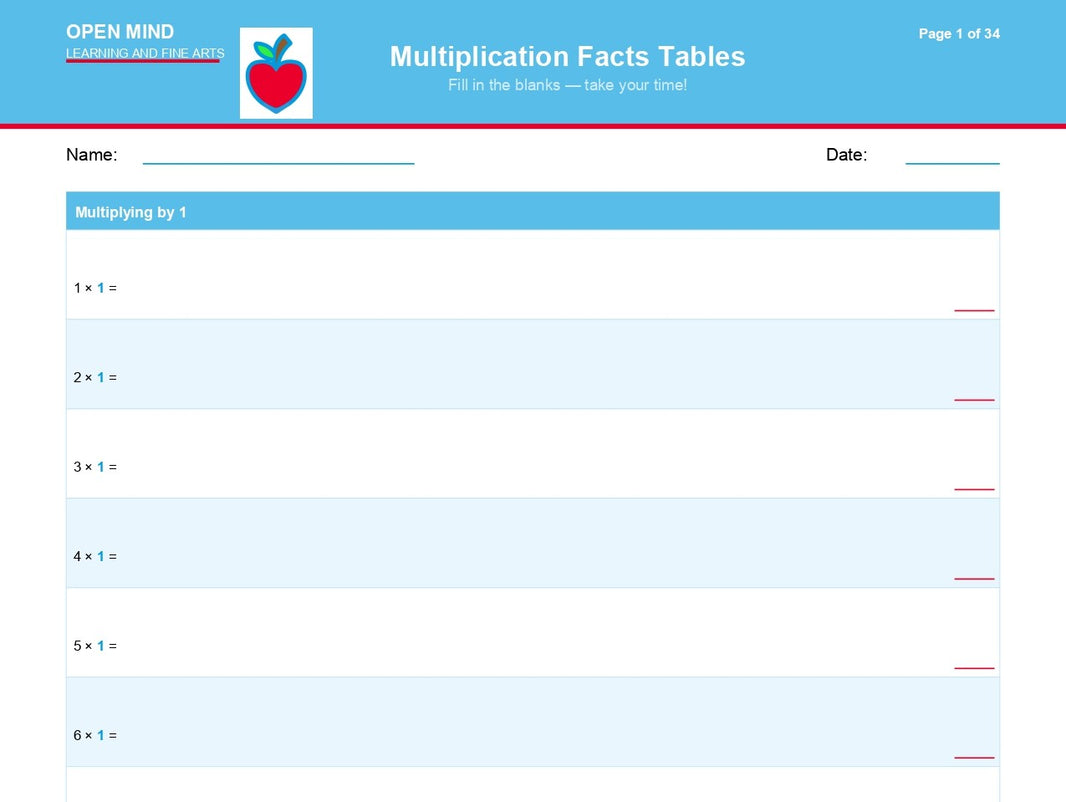 Multiplication Mastery Drill Workbook | Tables 1–12 Digital Download