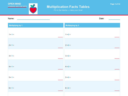Multiplication Mastery Drill Workbook | Tables 1–12 Digital Download