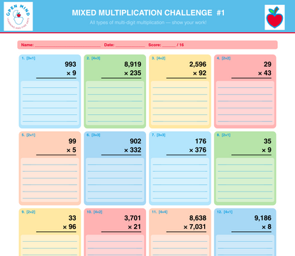 Multiplication Mastery Drill Workbook | Mixed Facts & Multi-Digit Practice | Grades 4–6 | Digital Download