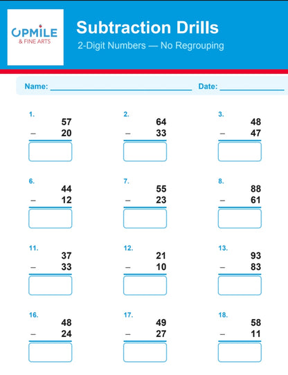 Addition & Subtraction Mastery Drill Workbook | Digital Download