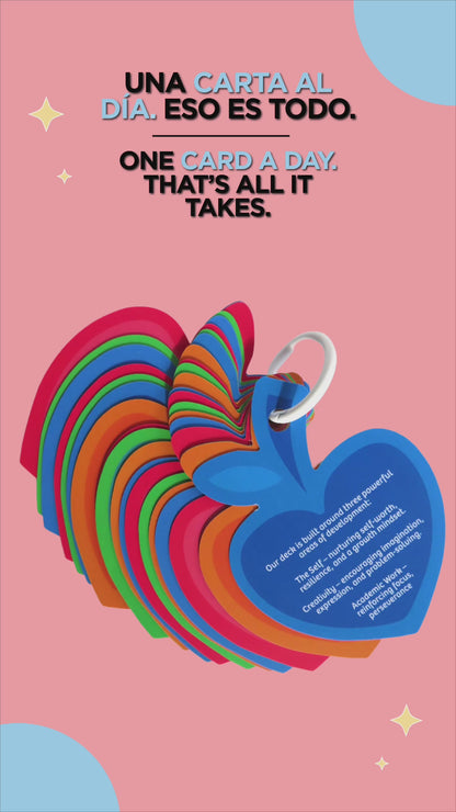 Bilingual Affirmation Cards for Kids | 20 Daily Positive Affirmations | English & Spanish Motivational Cards with 2 Carabiner Rings